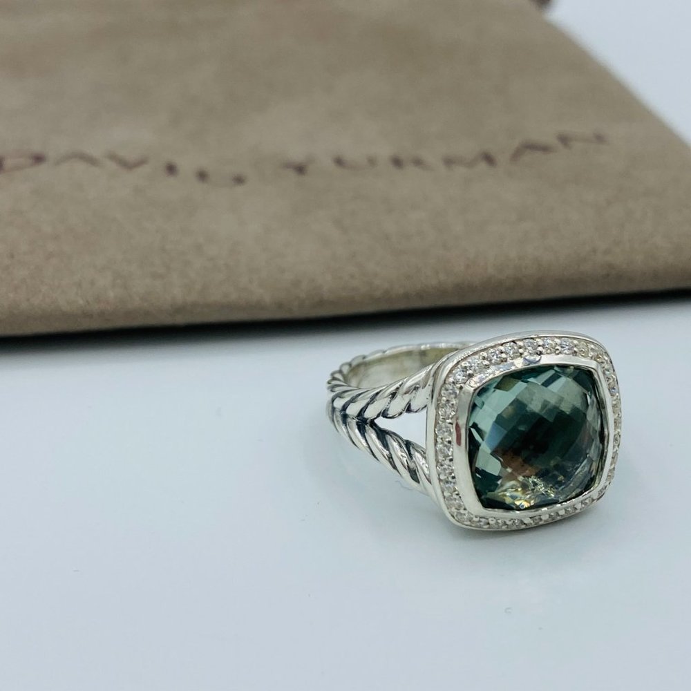 David Yurman 11mm Prasiolite Albion Ring Size 7